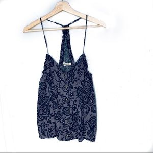 Billabong black and white floral print top